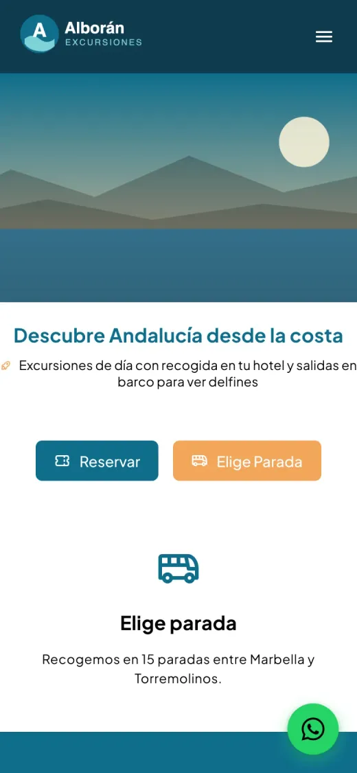 Carrito de reserva de excursiones en el móvil