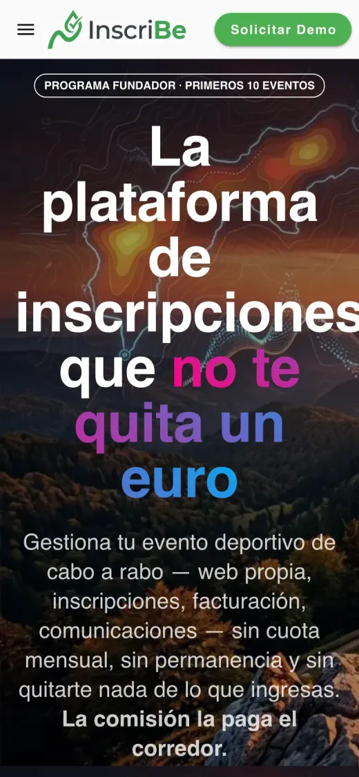 Web de InscriBe en el móvil