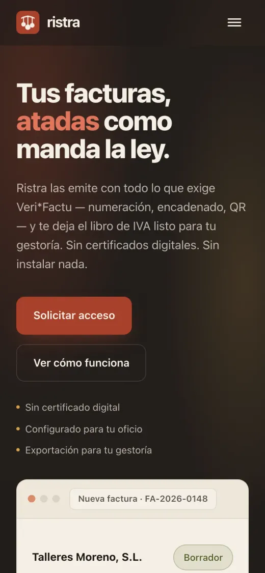 Web de Ristra en el móvil
