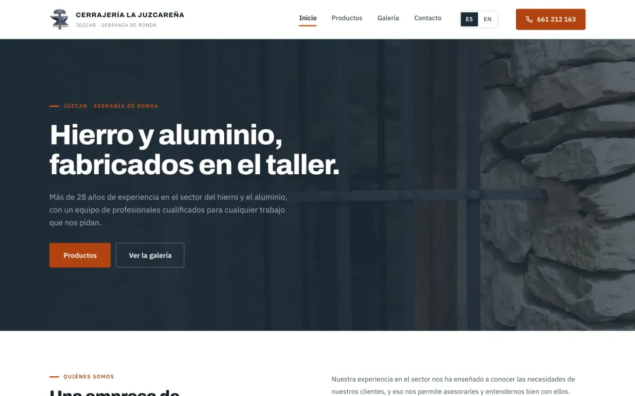 Web de Cerrajería La Juzcareña: hierro y aluminio fabricados en el taller
