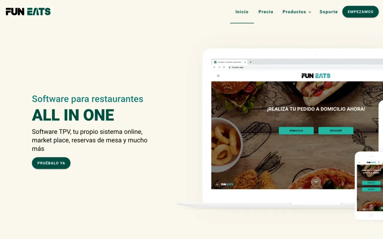 Web de FunEats: software para restaurantes all in one